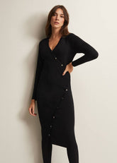 Kellia Black Knitted Midi Dress - Black