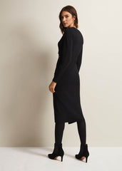 Kellia Black Knitted Midi Dress - Black