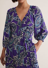 Erin Paisley Midi Dress - Purple