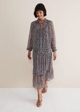 Penele Chiffon Midi Dress - Black