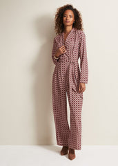 Bianka Satin Geo Wide Leg Jumpsuit - Red