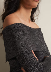 Heidi Knitted Bardot Dress - Black/Silver