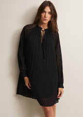 Nikkita Pleated Swing Mini Dress - Black