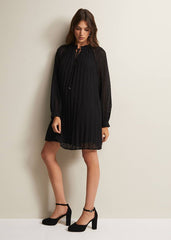 Nikkita Pleated Swing Mini Dress - Black