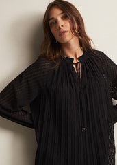 Nikkita Pleated Swing Mini Dress - Black