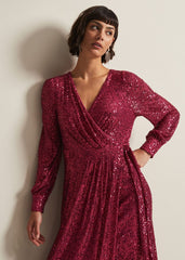 Amily Pink Sequin Maxi Dress - Pink