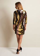 Cassey Rainbow Wave Sequin Dress - Multi-Coloured
