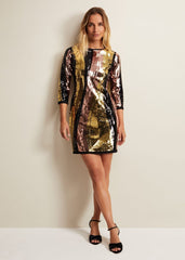 Cassey Rainbow Wave Sequin Dress - Multi-Coloured