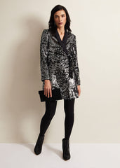 Brea Wrap Tuxe Sequin Dress - Black