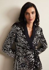 Brea Wrap Tuxe Sequin Dress - Black