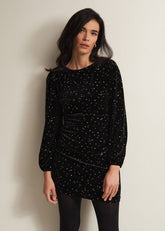 Adele Velvet Mini Dress - Black