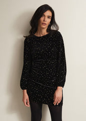 Adele Velvet Mini Dress - Black