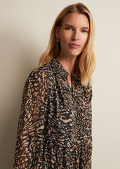 Shreya Leopard Swing Mini Dress - Neutral