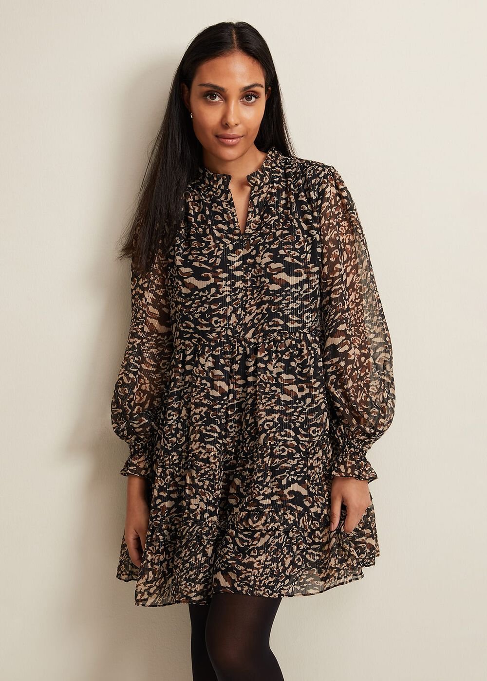 Petite Shreya Leopard Swing Dress - Neutral