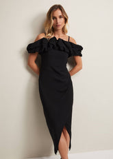 Mallory Black Off The Shoulder Maxi Dress - Black