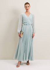 Alecia Pleat Maxi Dress - Pale Blue