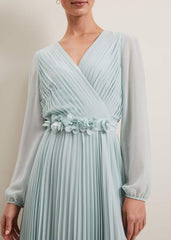 Alecia Pleat Maxi Dress - Pale Blue
