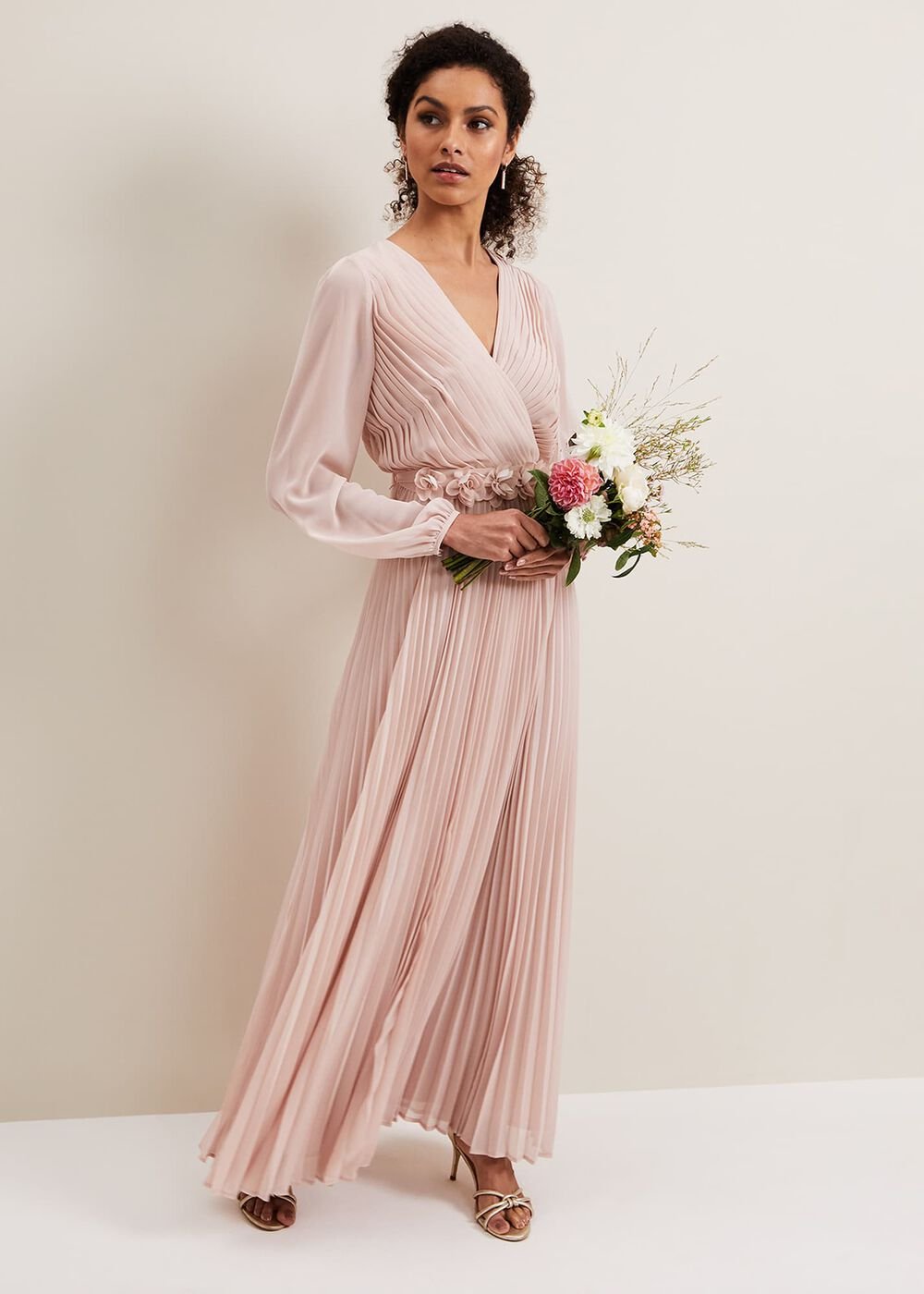 Alecia Pleated Maxi Dress - Antique Rose