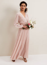 Alecia Pleated Maxi Dress - Antique Rose