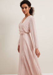 Alecia Pleated Maxi Dress - Antique Rose