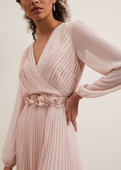 Alecia Pleated Maxi Dress - Antique Rose