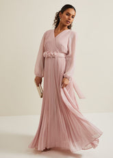 Petite Alecia Pleated Maxi Dress - Antique Rose