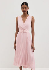 Cressida Pleated Midi Dress - Antique Rose