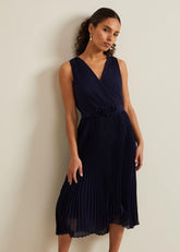 Petite Cressida Pleat Maxi Dress - Navy