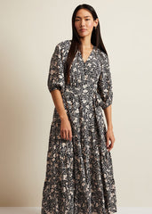 Kezia Floral Wrap Midi Dress - Multi-Coloured