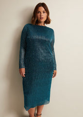Alix Plisse Dress - Blue
