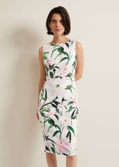 Elsa Floral Scuba Midi Dress - Multi-Coloured