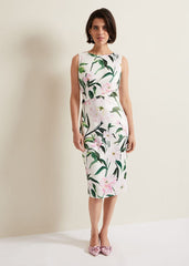 Elsa Floral Scuba Midi Dress - Multi-Coloured