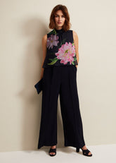 Agnes Floral Overlay Jumpsuit - Navy