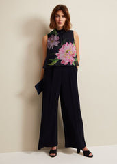 Agnes Floral Overlay Jumpsuit - Navy
