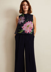 Agnes Floral Overlay Jumpsuit - Navy