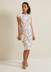Petite Karima Tapework Midi Dress - Pale Pink