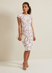 Petite Karima Tapework Midi Dress - Pale Pink