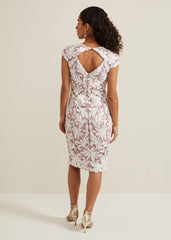 Petite Karima Tapework Midi Dress - Pale Pink