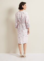 Giovanna Floral Belted Split Sleeve Dress - Multi-Coloured