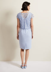 Daisy Lace Double Layer Dress - Pale Blue