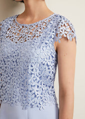 Daisy Lace Double Layer Dress - Pale Blue