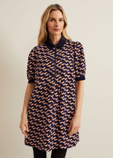 Candice Geo Printed Dress - Navy