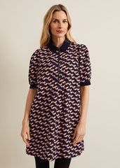 Candice Geo Printed Dress - Navy