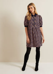 Candice Geo Printed Dress - Navy