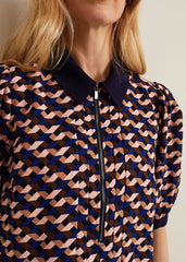 Candice Geo Printed Dress - Navy