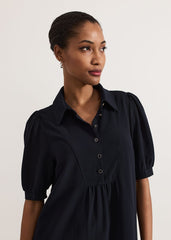 Claudia Button Swing Mini Dress - Navy