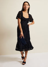 Matilda Tapework Midi Dress - Navy