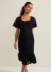 Petite Matilda Tapework Midi Dress - Navy