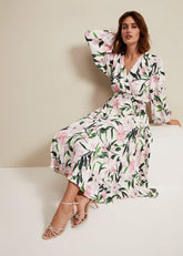 Penny Floral Pleat Midi Dress - Multi-Coloured