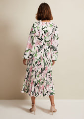 Penny Floral Pleat Midi Dress - Multi-Coloured